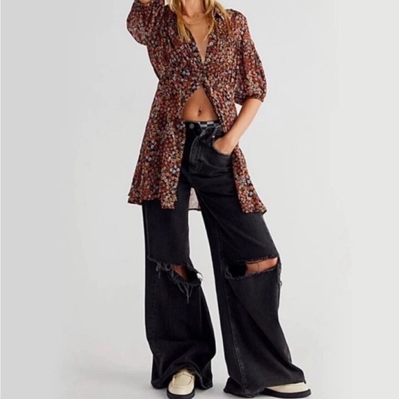 Free People Dresses & Skirts - Free People dress Bonnie Dusk Combo button up Small EUC no flaws cottagecore